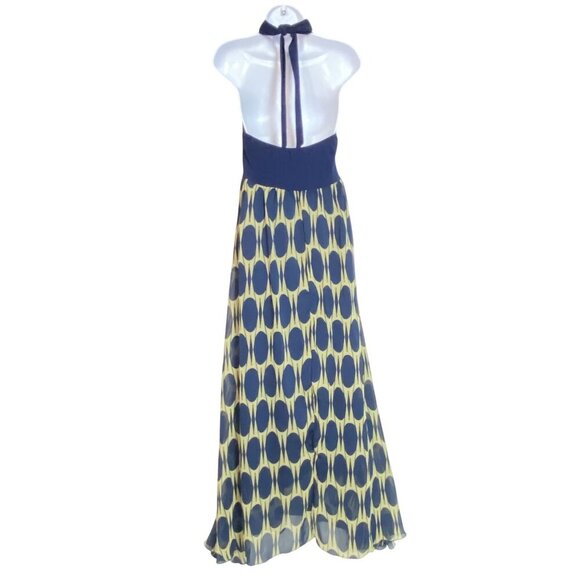 Charlotte Russe Blue & Green Halter Maxi Dress With Mid Century Modern Design - Picture 2 of 8